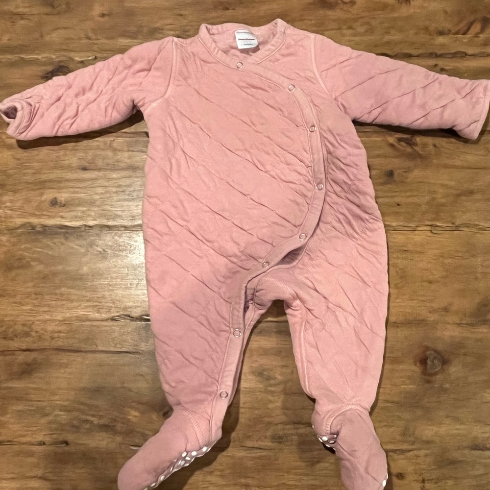 Hanna Andersson Rose colored quilted coverall 6-12m